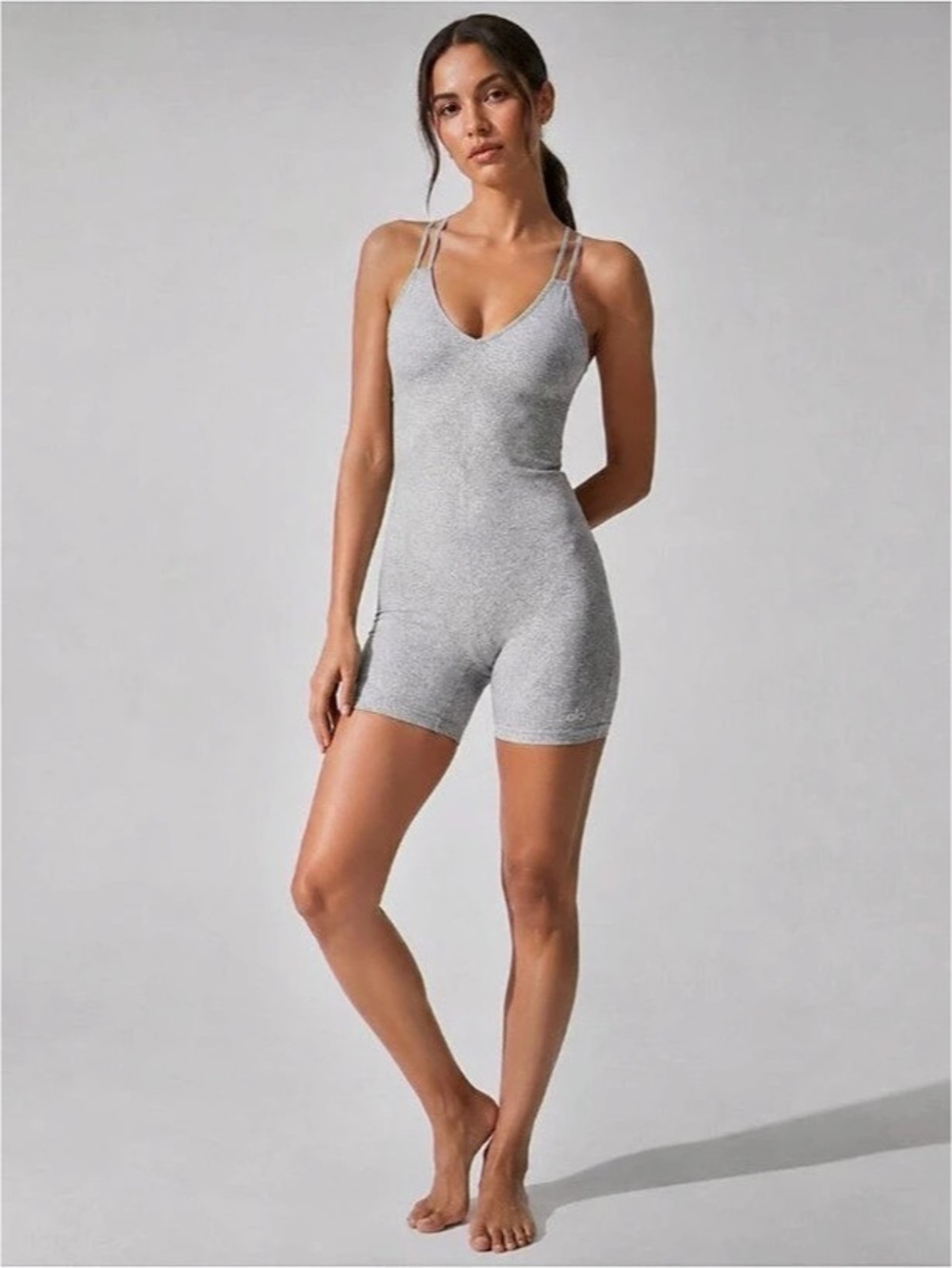 Alo Yoga suns one Onesie Gray Romper